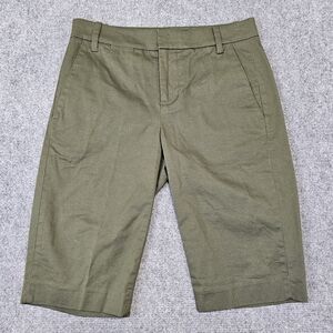 Vince Coin Pocket Bermuda Shorts Women's Size 0 Green Cotton Stretch Beach $179